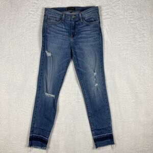 Flying Monkey Womens 28 Blue Skinny Mid Rise Medium Wash Distressed Jeans